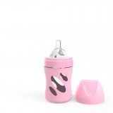 Anti-colic glass baby bottle 180ml Pastel Pink