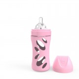 Anti-colic glass baby bottle 260ml Pastel Pink