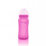 Glass baby bottle Heat Sensing 240ml Cerise Pink