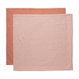 Muslin towel 70x70cm 2 pieces Pure Cotton Pink